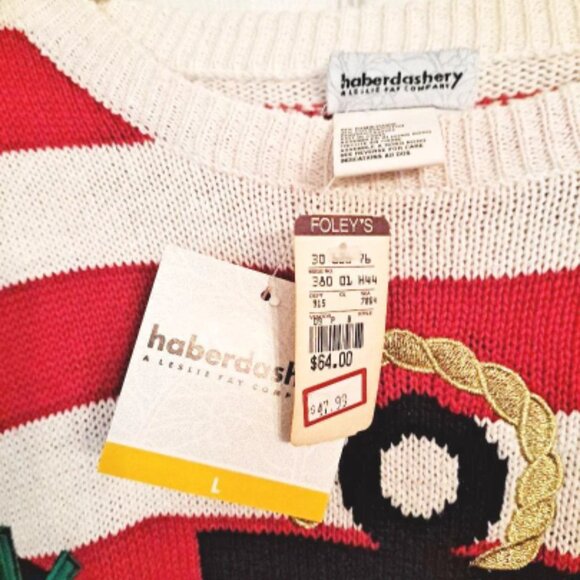 Smooth Sailing VTG 80s NOSWT Embroidered Nautical Sweater Deadstock Sz Large - Picture 4 of 4